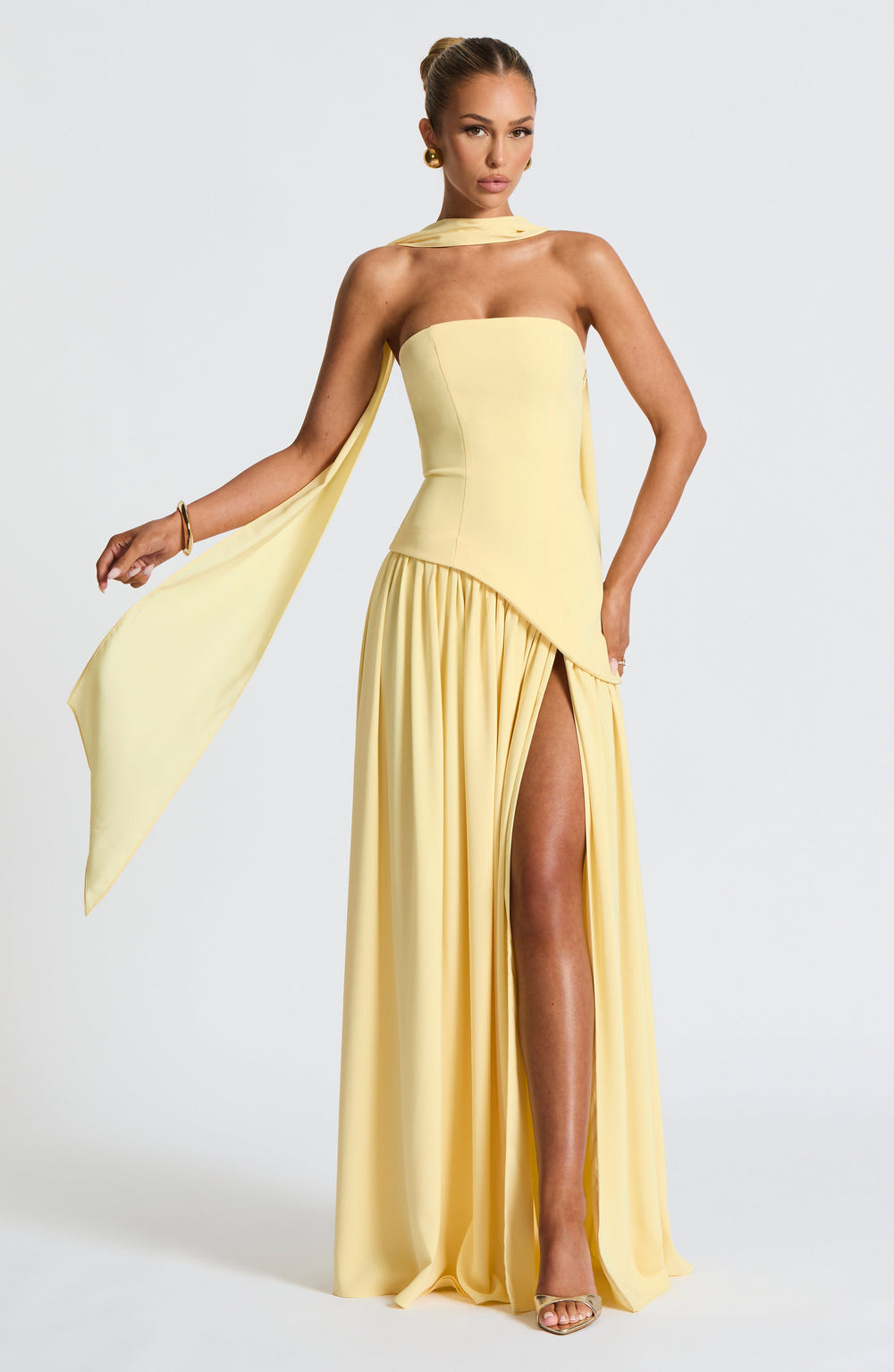 Aria – Sculpted Strapless Flow Maxi Dress