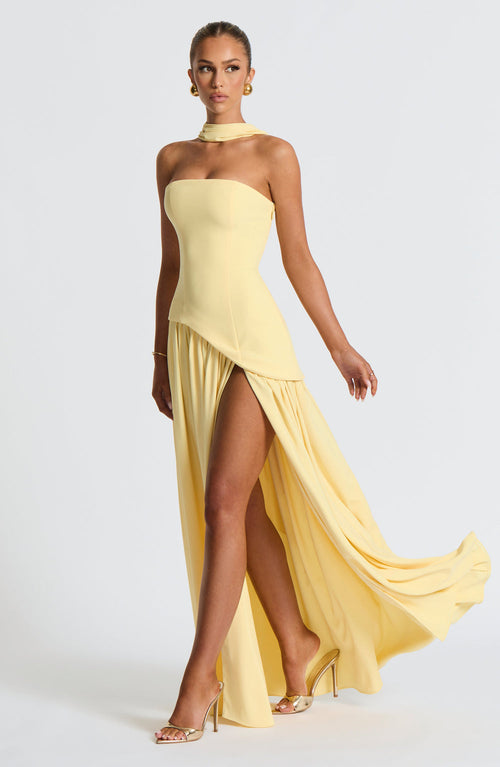 Aria – Sculpted Strapless Flow Maxi Dress