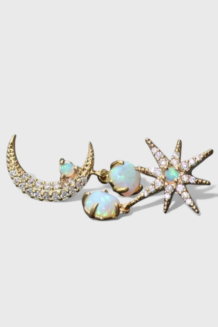 Gold Moon and Star Earrings