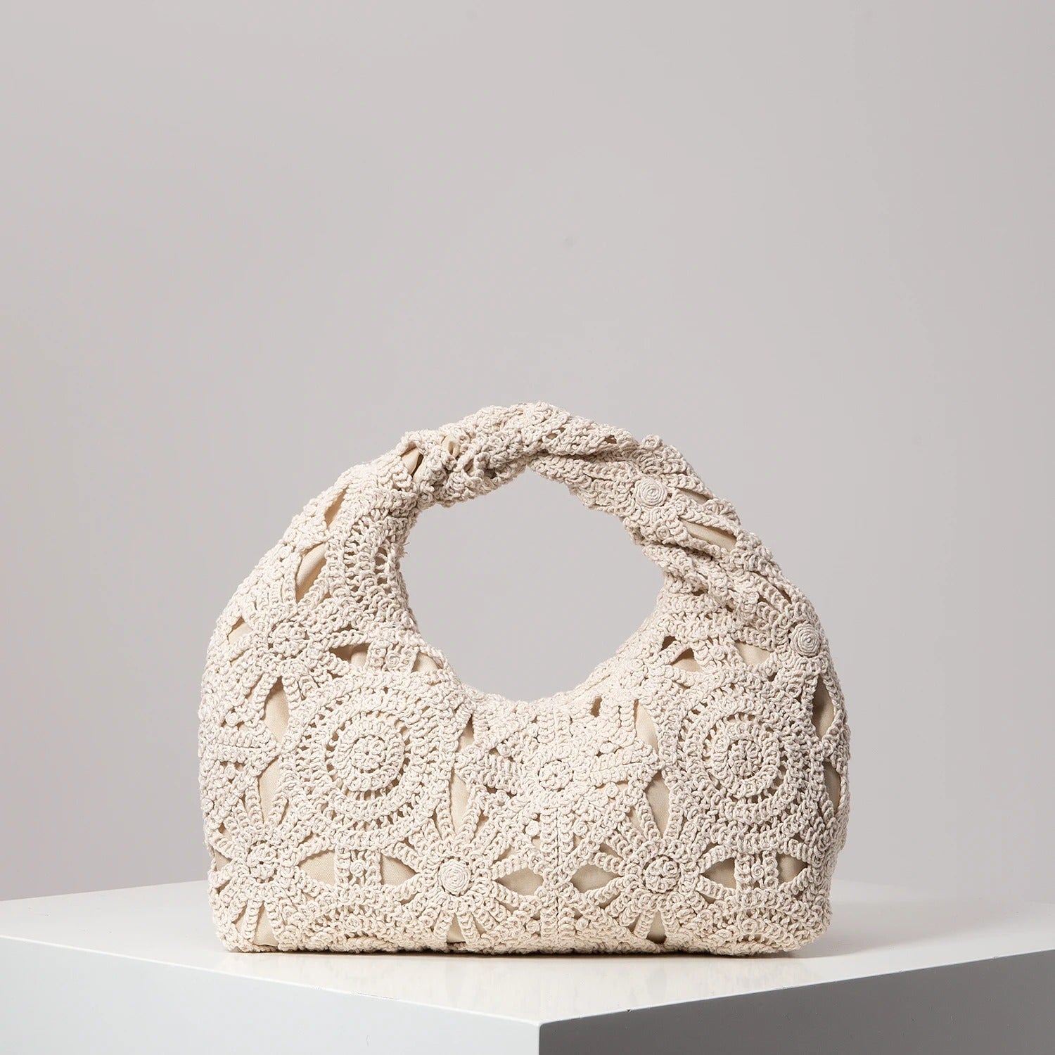 Luna’s Bohemian Crochet Handle Bag