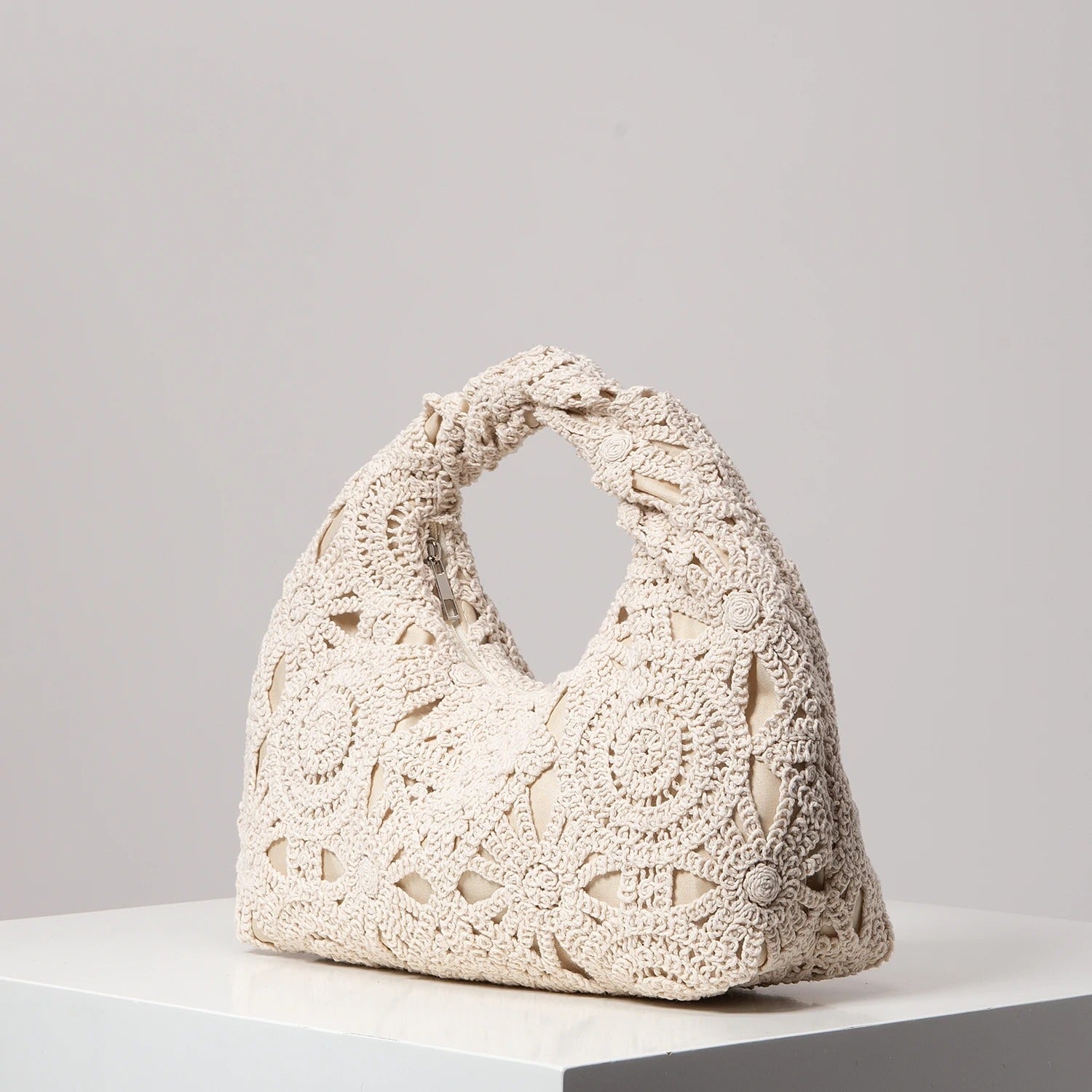 Luna’s Bohemian Crochet Handle Bag