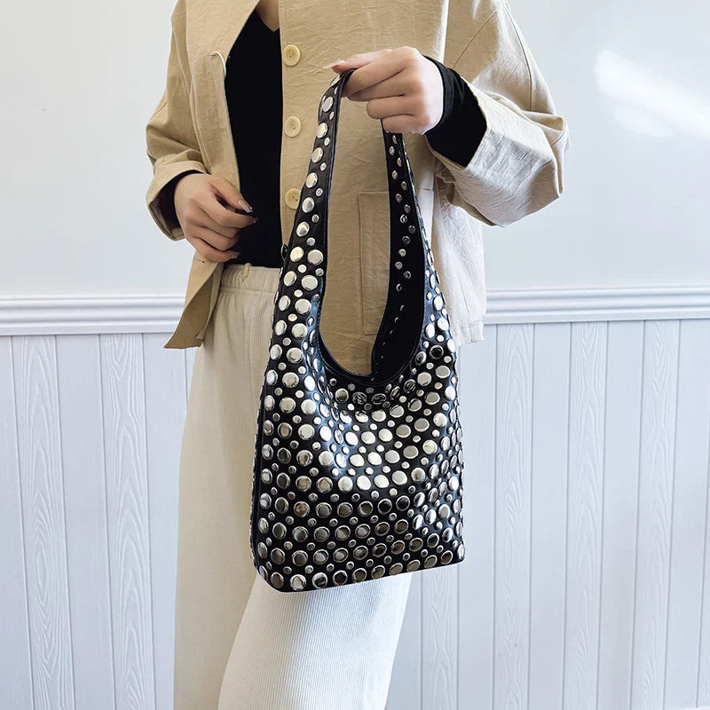 Luna’s Bold Allure Studded Shoulder Bag