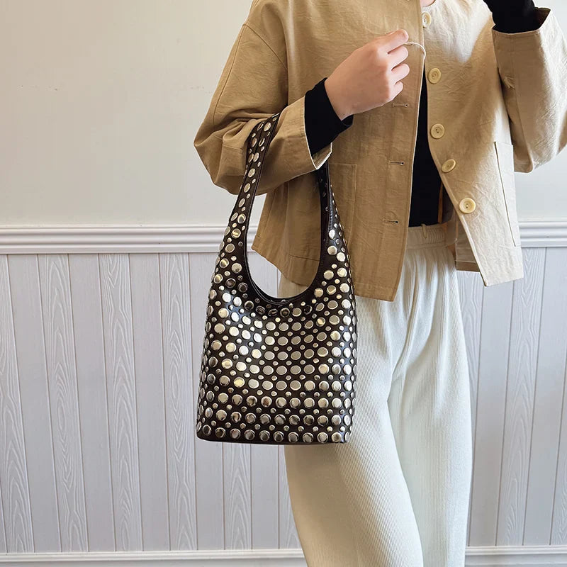 Luna’s Bold Allure Studded Shoulder Bag