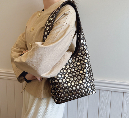 Luna’s Bold Allure Studded Shoulder Bag