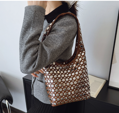 Luna’s Bold Allure Studded Shoulder Bag