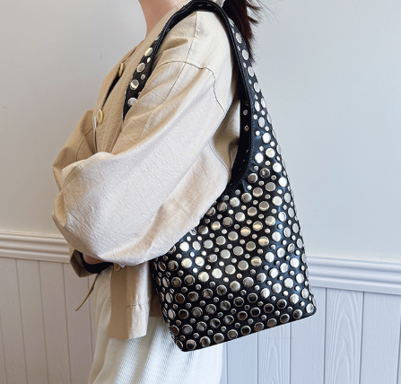 Luna’s Bold Allure Studded Shoulder Bag