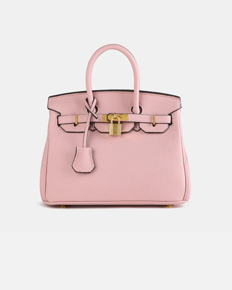 Luna's Structured Top Handle Lock Satchel Handbag