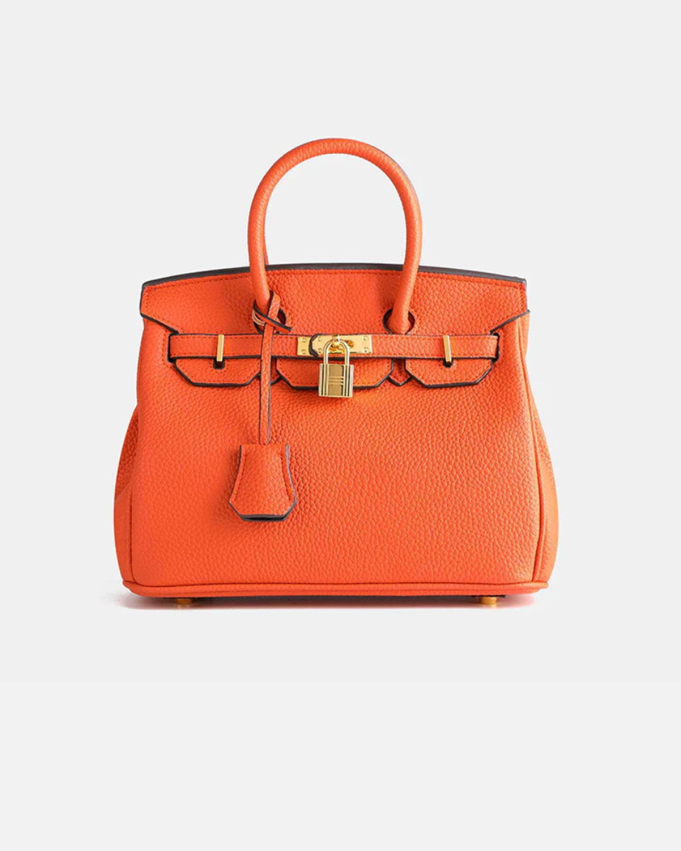 Luna's Structured Top Handle Lock Satchel Handbag