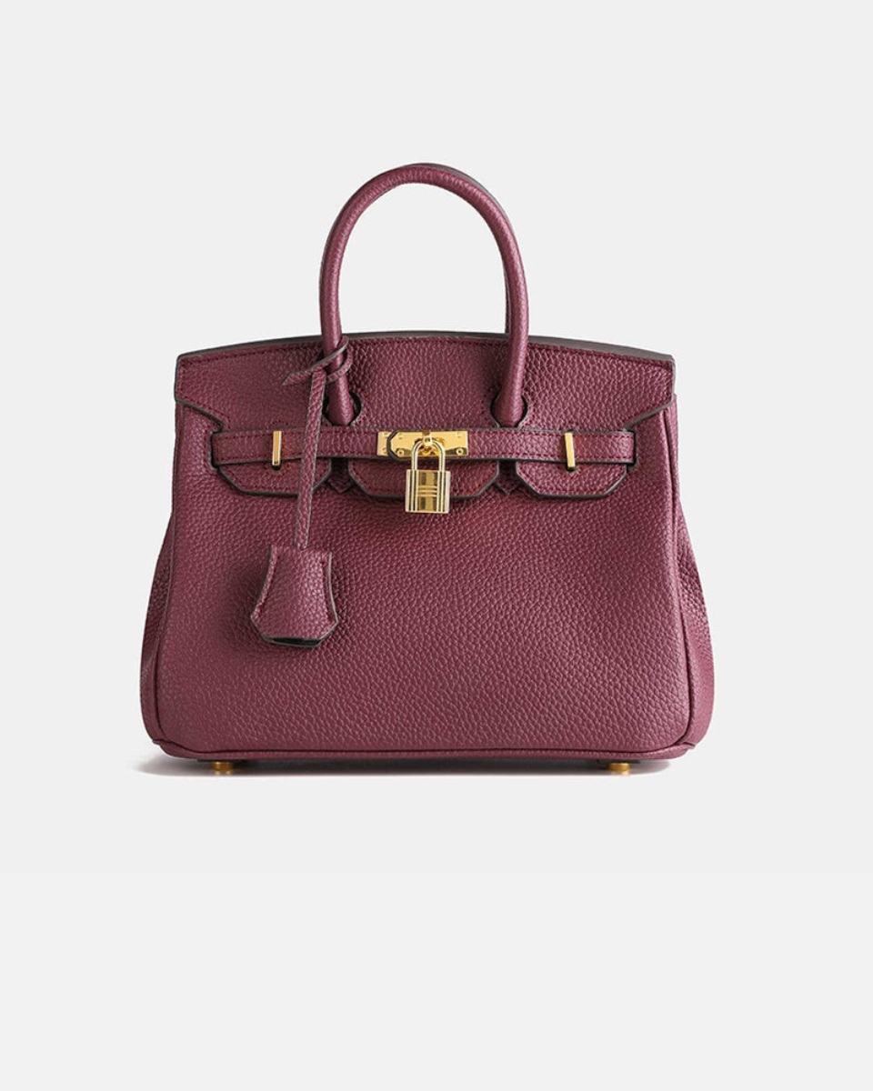 Luna's Structured Top Handle Lock Satchel Handbag
