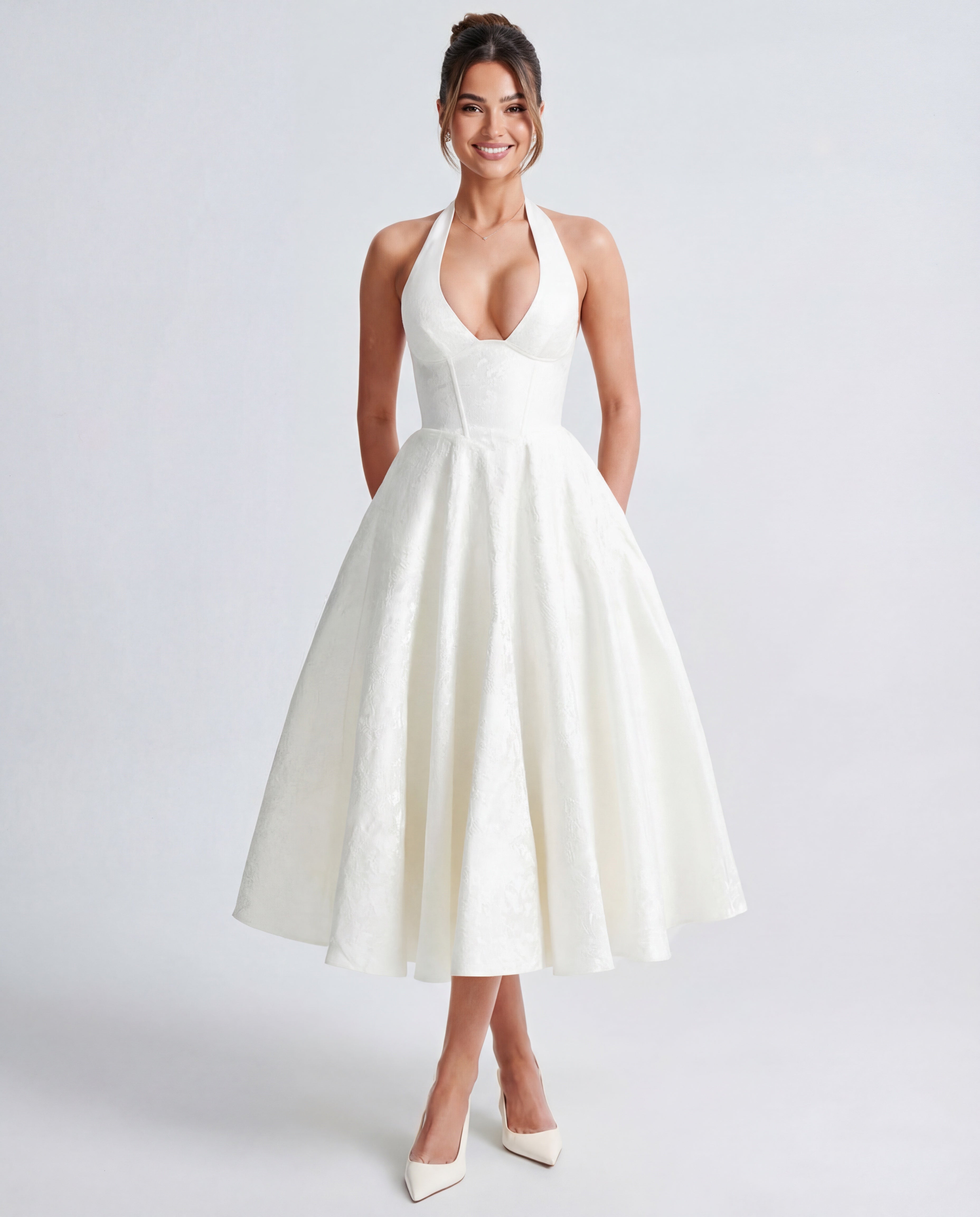 Charlotte – Sculpted Halter Midi Dress