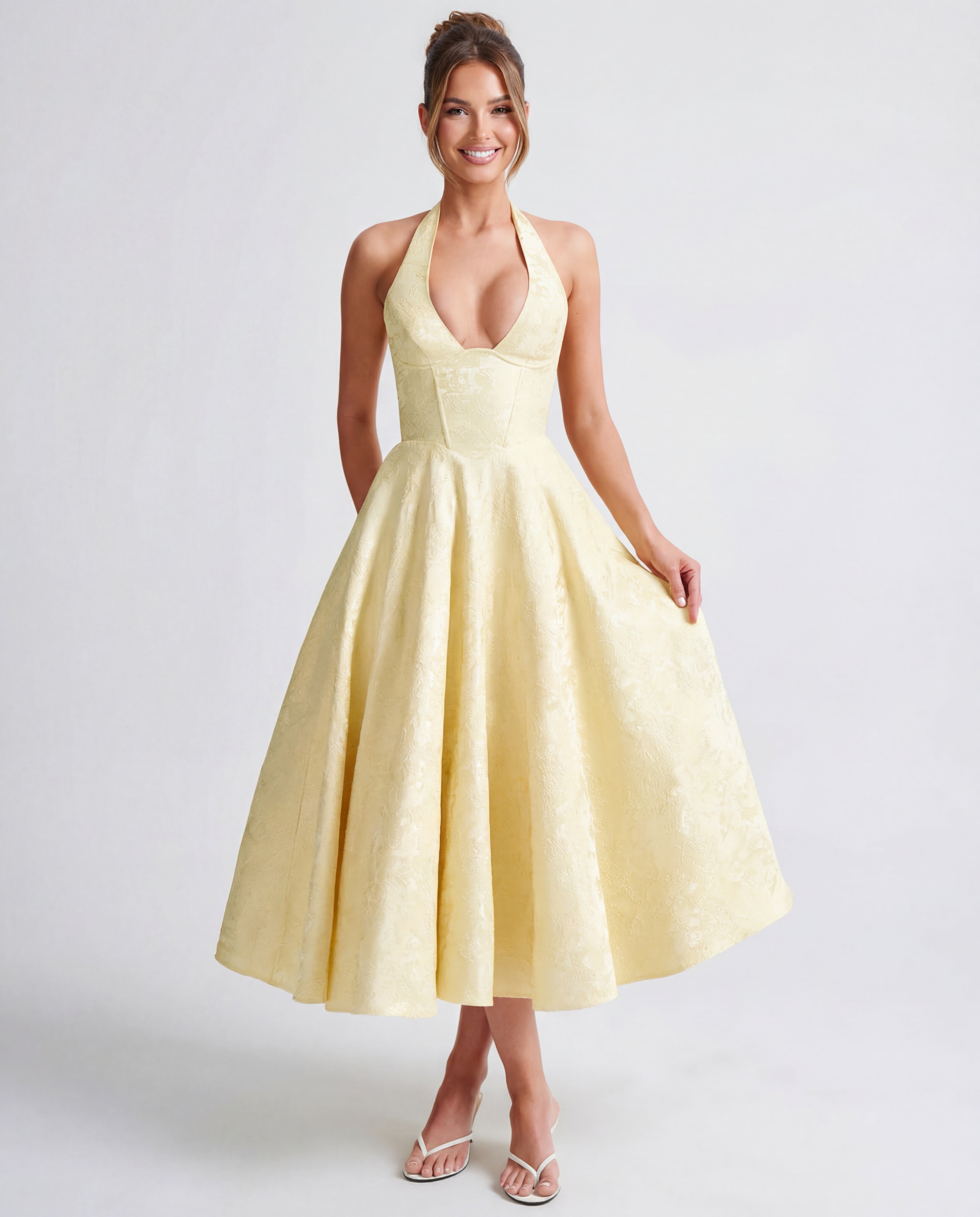 Charlotte – Sculpted Halter Midi Dress