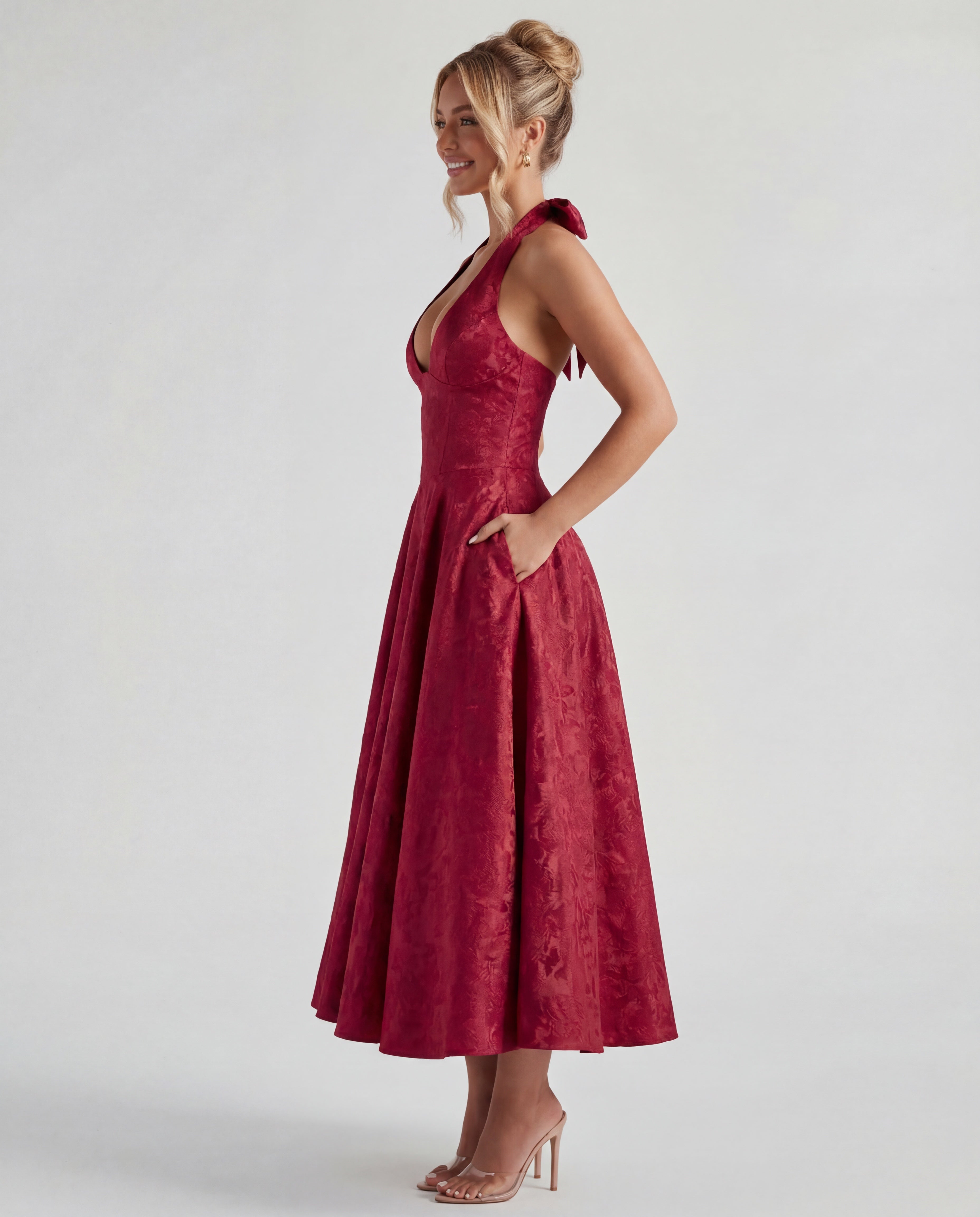 Charlotte – Sculpted Halter Midi Dress